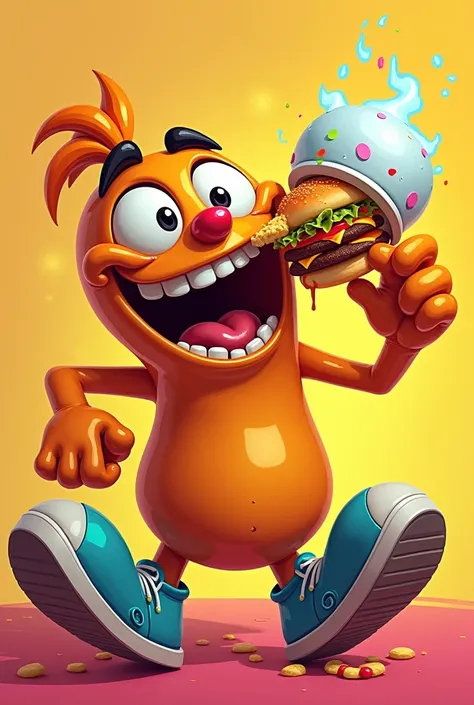 Cartoon eating junk food 