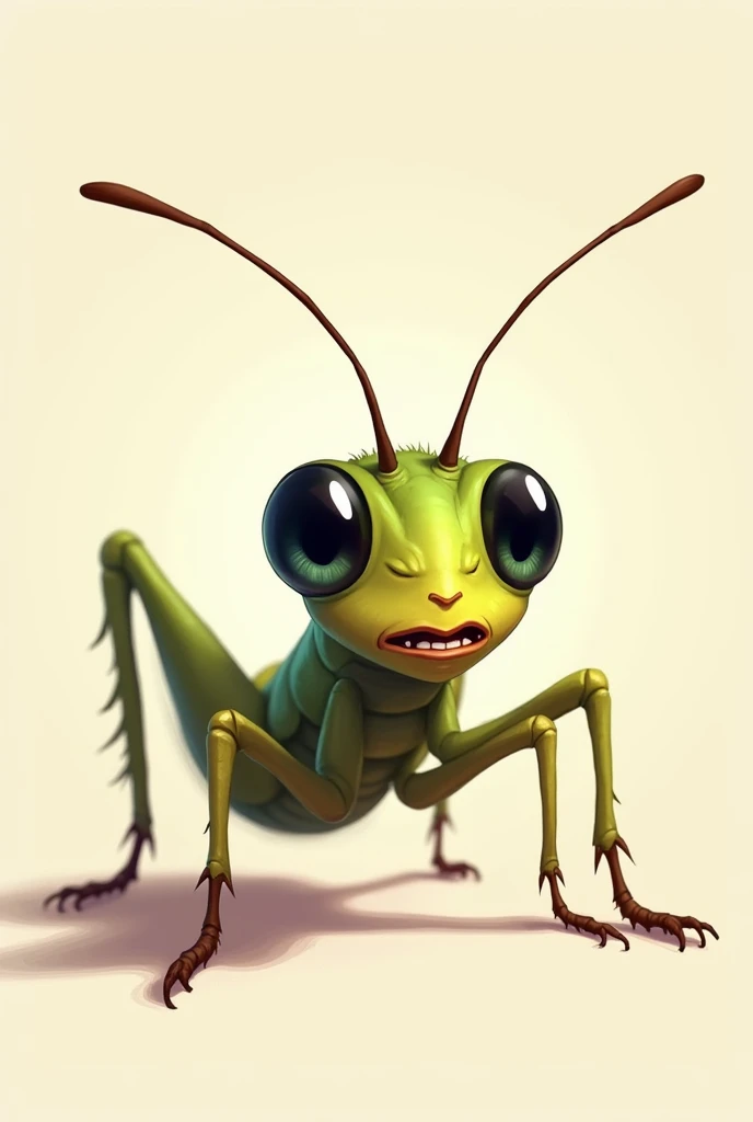 A worried cricket, eager, fearful animation 