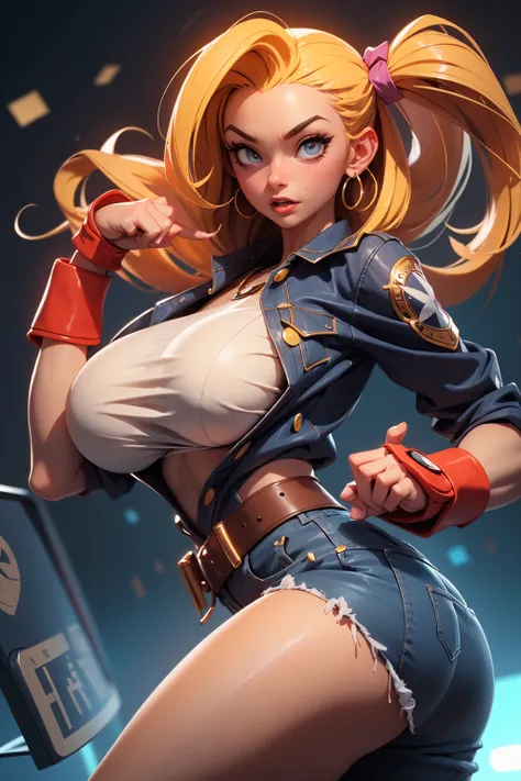 from street fighter,(big breast:1.5),dynamic poses, 