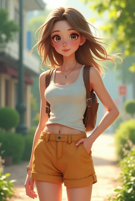 A girl in shorts