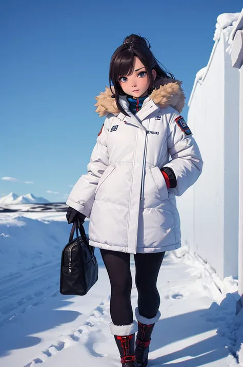 a nudy female arctic explorer