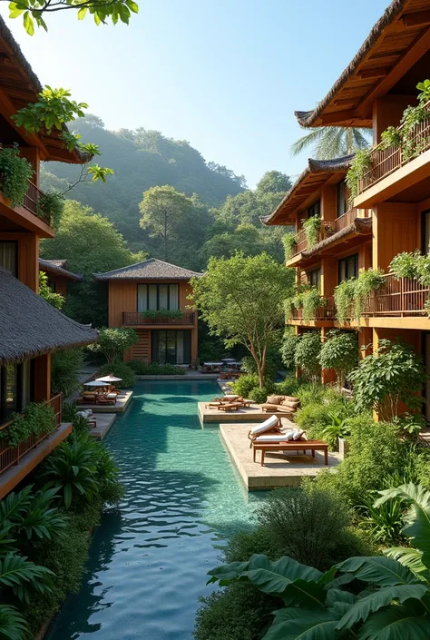 make an 2-building hotel, environment-friendly with a philippine-native vibe. one is for standard and have 6 rooms. and the other is for deluxe and have 4 rooms. each rooms in the building consists own separated balcony with a table each intended for in-ro...