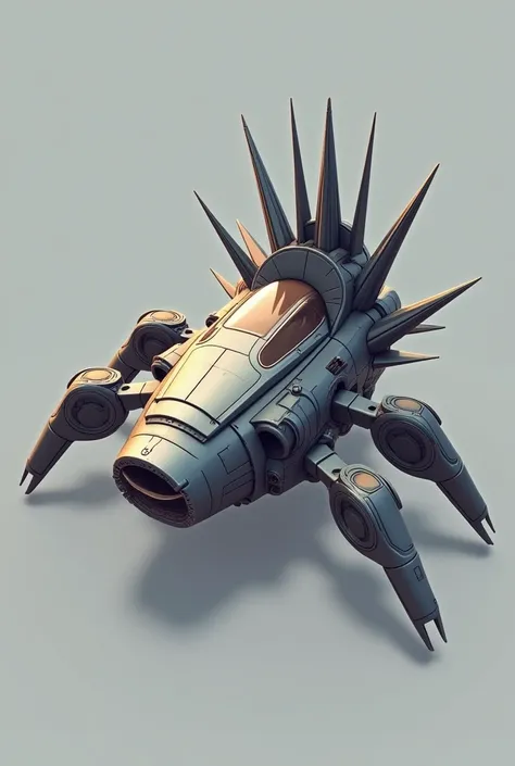 Small/aerial machine/four mini rocket boosters/some spikes above the structure /3D game