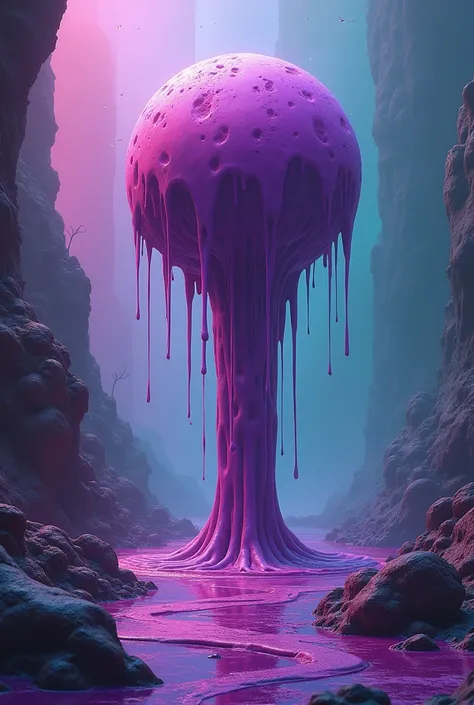 A psychedelic art melted slime purple green