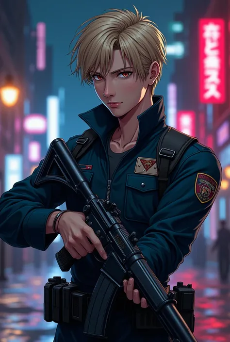 Leon S Kennedy in 90s anime style