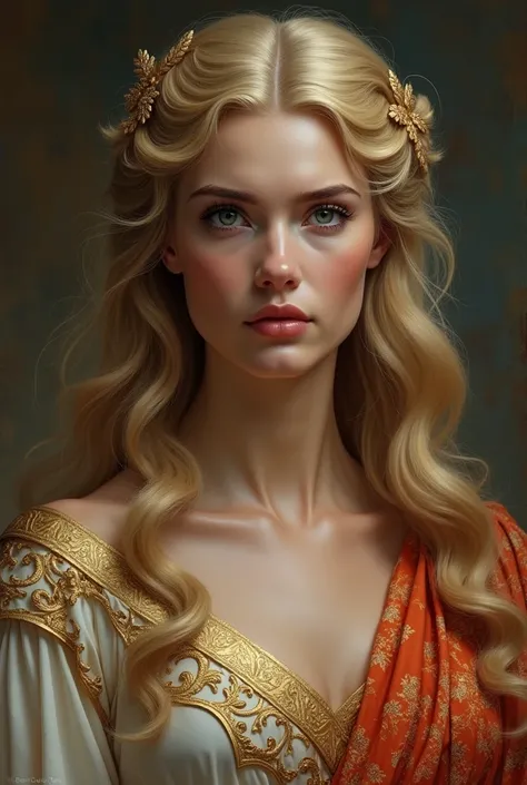 absurd, ultra detailed, high quality, masterpiece, detailed face, pretty eyes(detailed eyes), Greek mythology, Goddess, hera , the queen of the gods, striking and captivating, Features are classically beautiful., with high cheekbones, a perfectly proportio...