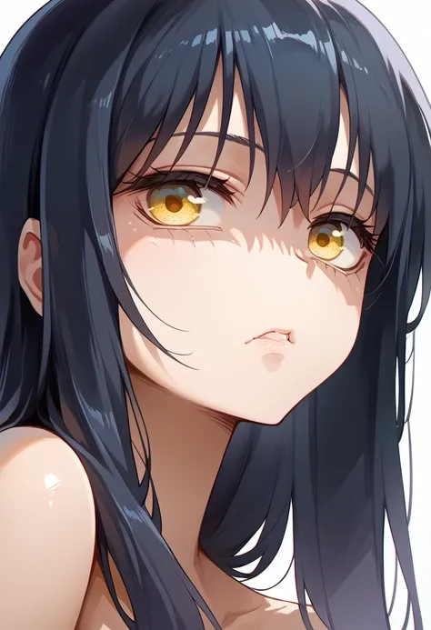 masterpiece,high resolution,highest quality,8k(yotsuya miko)(black hair,semi-long,yellow eyes)(completely naked)depressed face