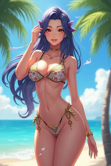 Zhongli from Genshin Impact with a bikini 