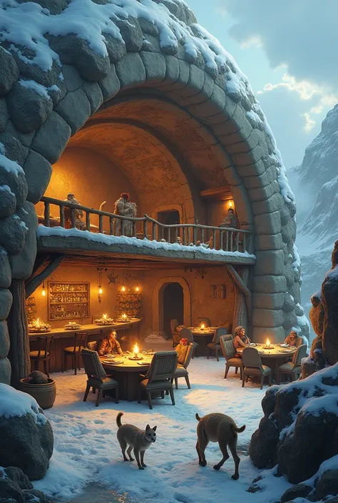 2 storey restaurant base in pre historic structure igloo