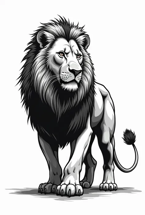 Animal lion with thin black lines send it to color