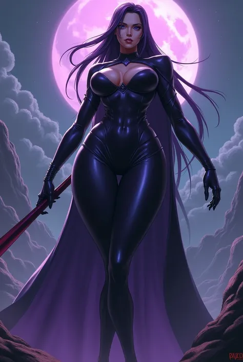 Yourichi from bleach as raven from teen titans as a giantess with very huge chest and a hot dress body