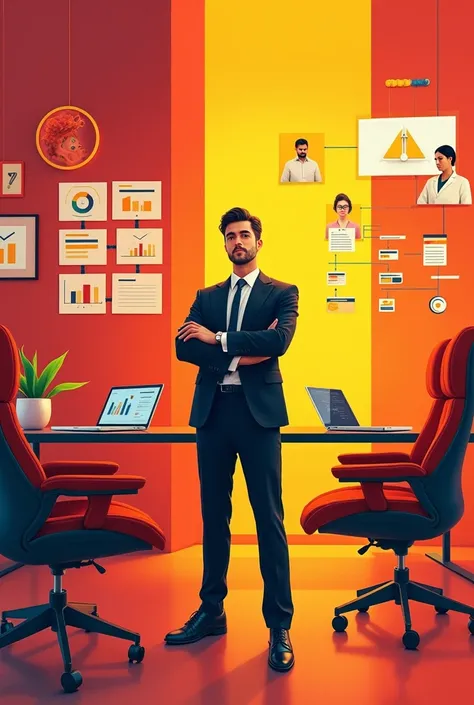 An image of human resources management with red and yellow color 