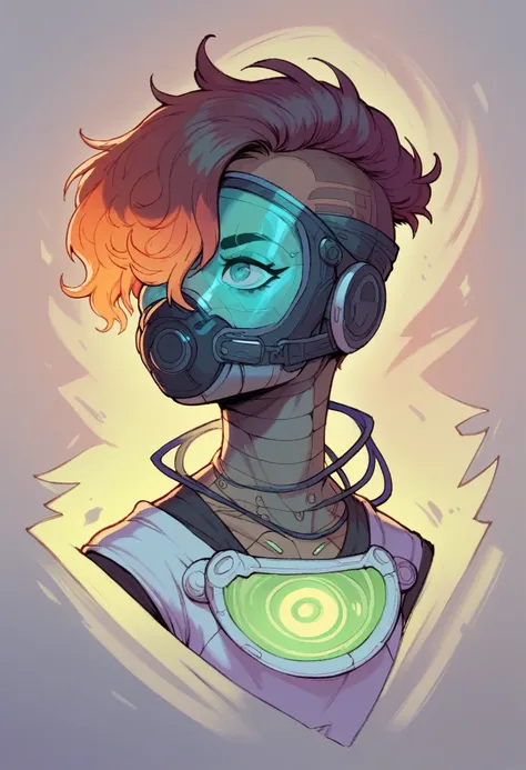 bioluminic [sh4g0d:0.6], helix portal, portrait, [fluorescent hair:0.7], galactic cybernetic mask