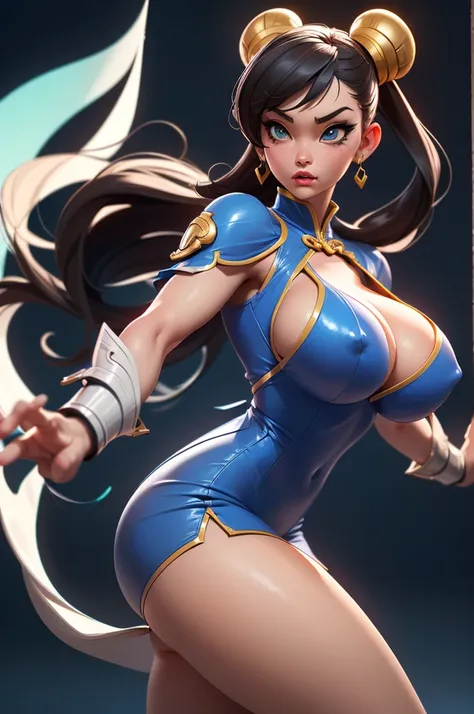 chun li from street fighter,(big breast:1.5),dynamic poses, 