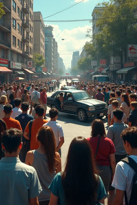 People around watching a crash on a public road