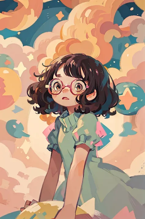 (best quality, 4k, 8k, high resolution, masterpiece:1.2), ((masterpiece)), (((best quality))), (({soft aura})) ((masterpiece)), (((best quality))),

Short wavy black hair, cute wavy bangs, pink round glasses, brown eyes, long eyelashes, small freckles on h...