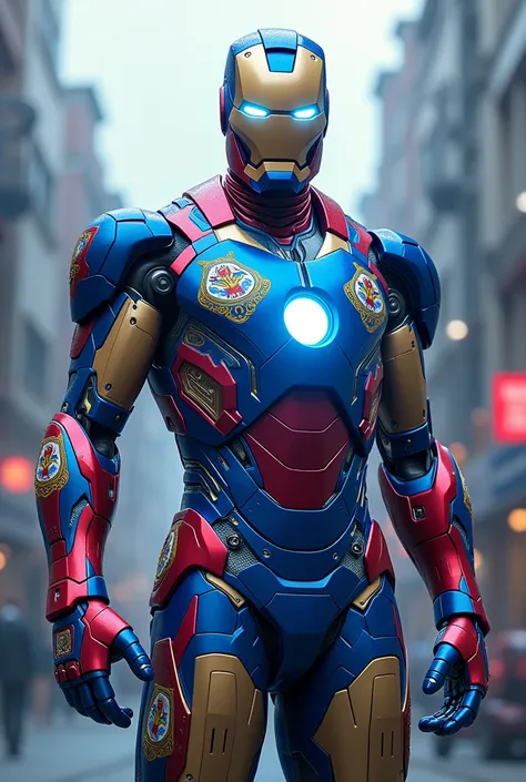 Iron Man with his suit with the colors of the University of Chile