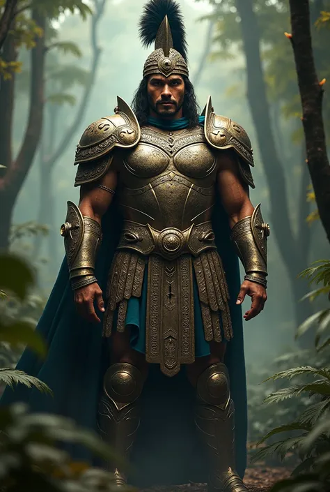 Image of Tecun with iron armor in the style of Achilles, without plume