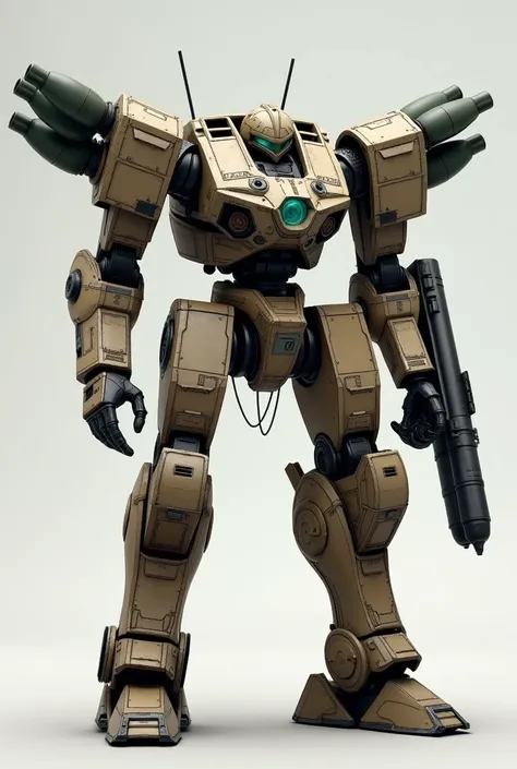 bipedal mech, two rocket launchers on the sides of the cockpit, armored cockpit, minigun suspended under the cockpit, very high quality, detailed, without arms, without head