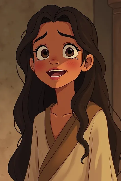 Image of another woman crying with joy from the bible cartoon 