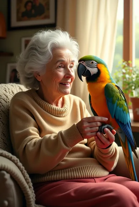 Grandma with parrot