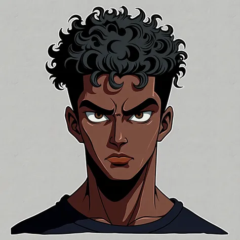 Profile image of an adult man named Michael Saldanha. He has deep black skin, short curly black hair with gray at the temples, and dark brown eyes with a sharp expression. His build is athletic and well-defined. The style should mix 1980s comic book art wi...