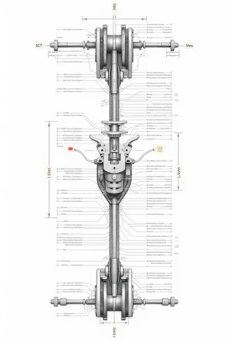 
Technical drawing of the rack and pinion steering system with all its components, indicates the most common fault of each of them