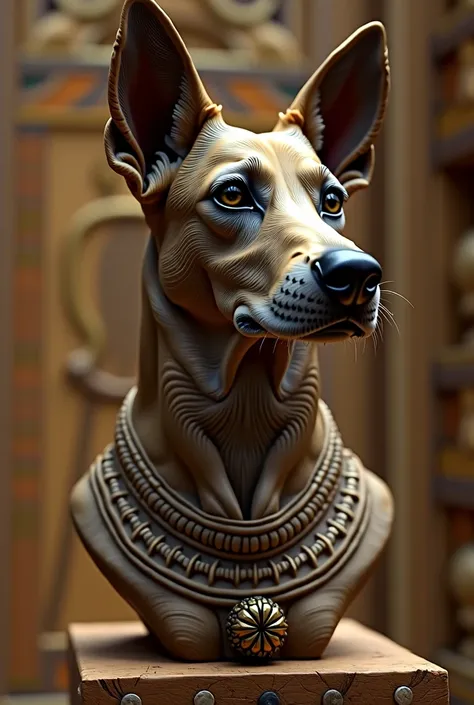 Make a reinterpretation of Nefertiti&#39;s bust but change her face to that of a dog