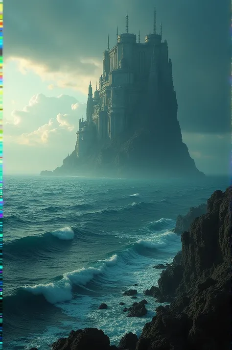 ((best quality)), ((masterpiece)), (detailed), In the vast Indian Ocean, an alien base suddenly appears