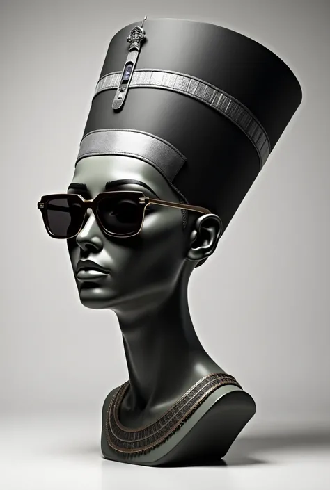 Make a reinterpretation of Nefertiti&#39;s bust but put a rapper hat and glasses on it