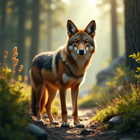 A beautiful, vibrant and realistic photo of a Coyote  in its natural habitat.