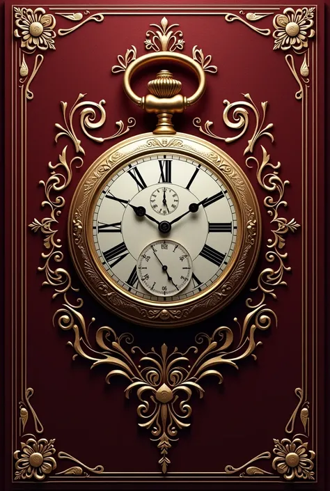 Wedding invitation with the idea of a pocket watch, royal color