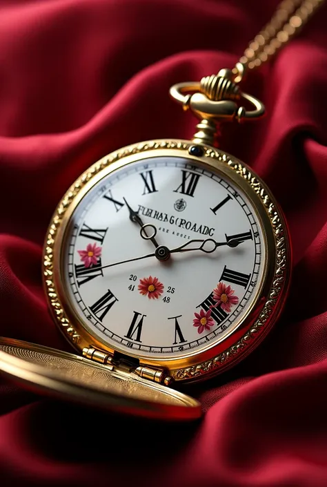 Wedding invitation with the idea of a pocket watch, royal color with indicated "Florian & Audrey" et avec la date du mariage "20/06/2026"