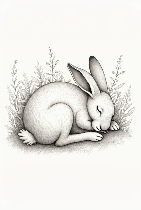 Sleeping hare drawing 