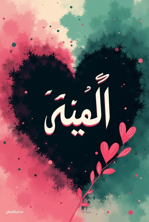 First name Amal in Arabic with pink green black heart