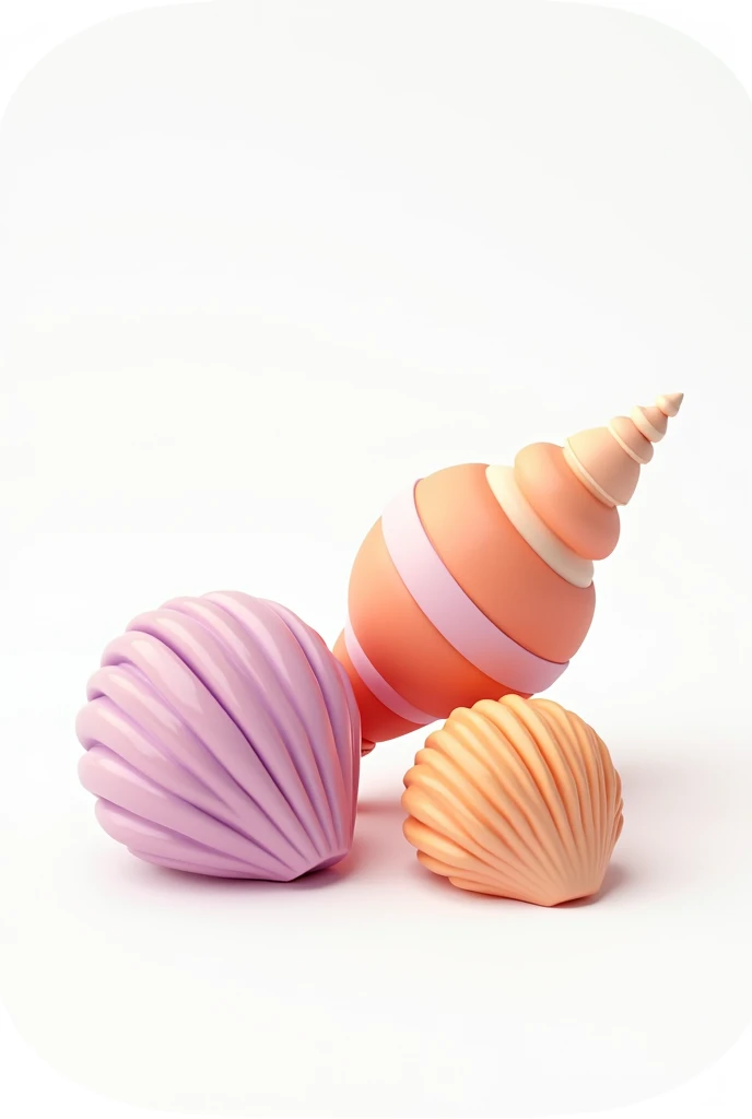 3 summer shell style animation with white background