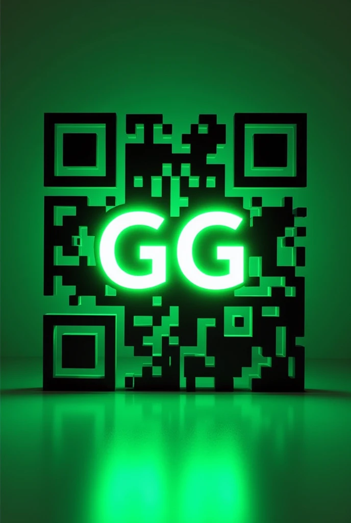 qr code with gg in the middle of the qr graphic, decrease the gg and put it in green 
