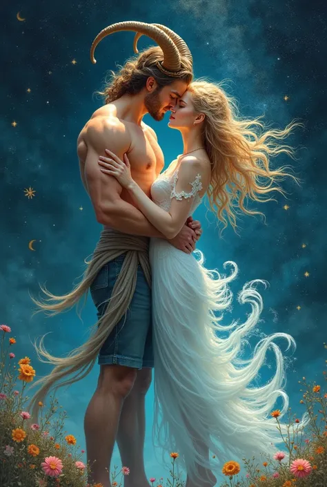 Create an image of Aries and Aquarius in love   