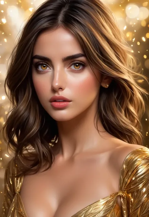 Generate the image of the beautiful Ana de Armas, gold eyes.