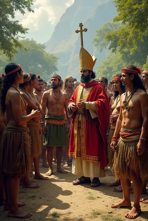 Spaniards Catholicizing Indigenous People