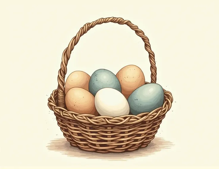 Vintage hand drawn a basket of eggs vector