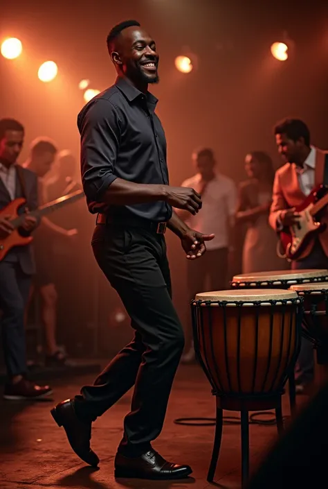 Stylish black man playing pagode 