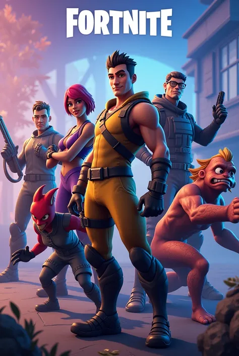 Fortnite de Epic Games, game characters, poster, with "fortnite" text at the top,