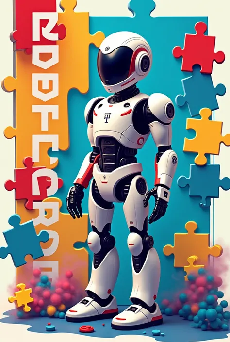 Create in landscape format, Exhibitor certificate at the 2024 Departmental Educational Technology Meeting., "robotecno".  robot , vibrant colors. robot programming, LEGO (most important image), puzzle pieces