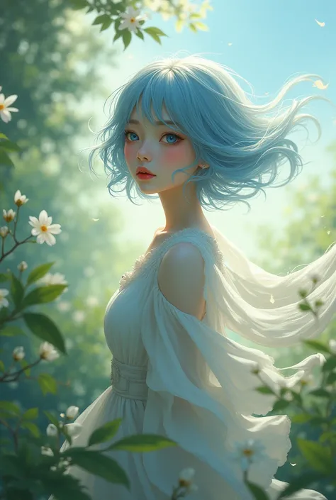 asian windy girl with short light blue hair (1)