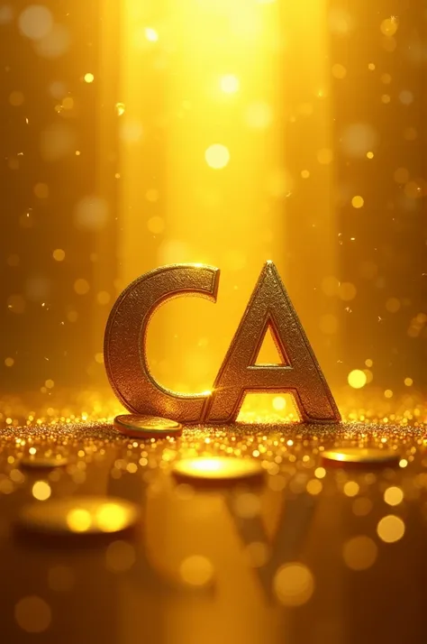 Create a logo with the acronym CA with a gold background and gold coins