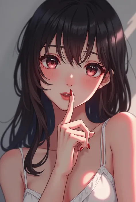 naked anime girl with finger in her mouth