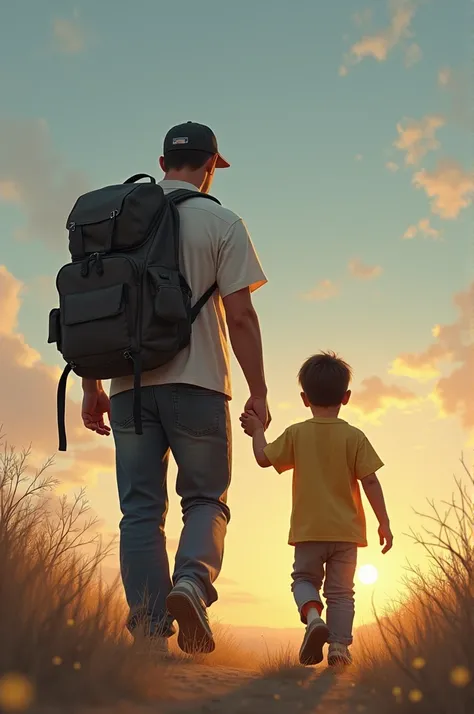 I want an illustrative photo with the theme “from father to son” that is extremely realistic