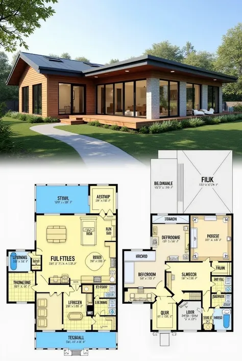 You can generate several images that contain a one-story L-type house plan that has 4 rooms or another house
