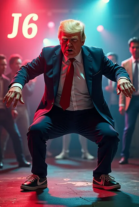 A movie poster showing Donald Trump break dancing. The movie title is (J6 2: Election Boogaloo "